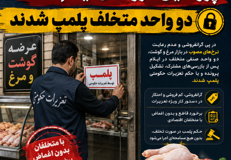 اینفوگرافی /  ضرب شست تعزیرات به گرانفروشان؛ دو واحد پروتئینی در ایلام پلمب شدند